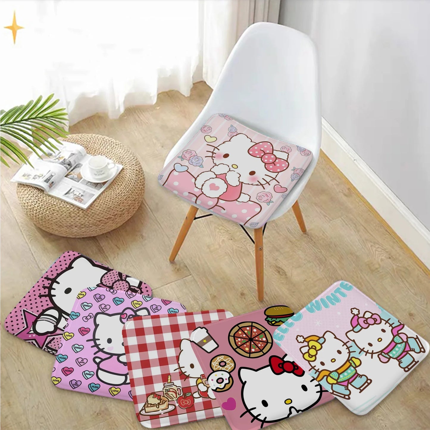 Hello Kitty Sanrio Comfort Cushion Mat – Soft, Breathable Chair & Car Seat Support (45x45cm)