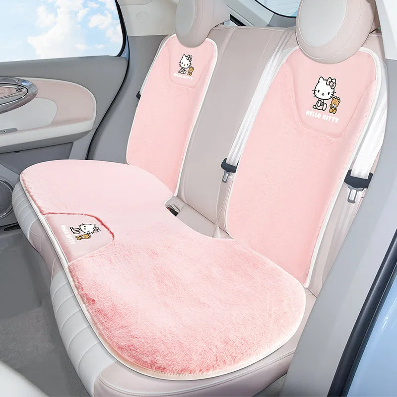 Hello Kitty Luxury Plush Car Seat Cover – Cozy Protection Mat for Ultimate Comfort & Style