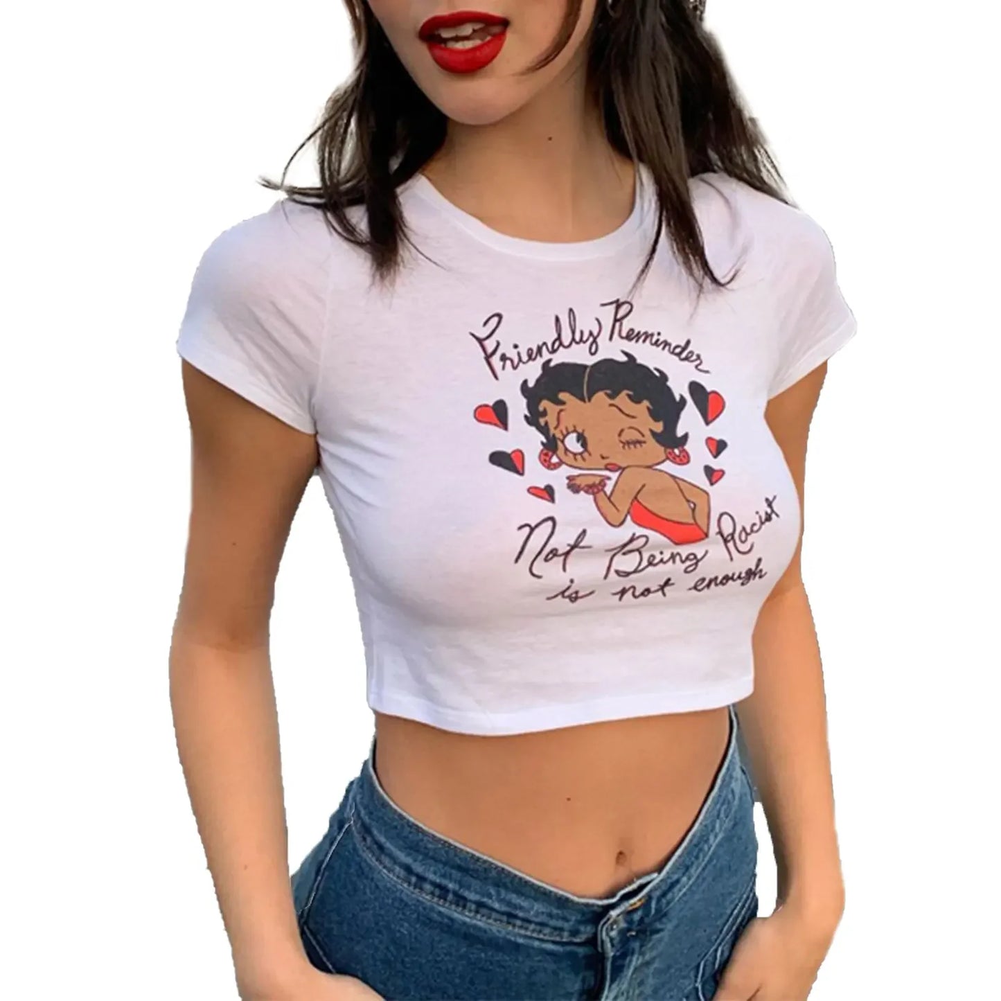 Betty Boop Women’s Summer Y2K Slim Fit Cropped Top