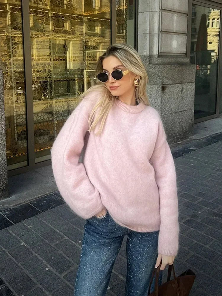 Sweet Pink Basic Knit Sweater