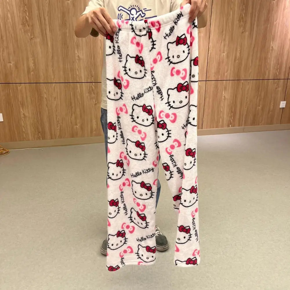 Halloween Hello Kitty Plush Pajama Pants – Cozy Sanrio Loungewear for Women