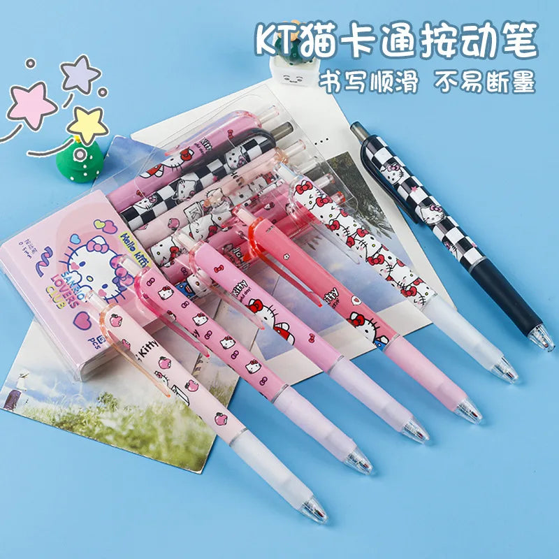 6-Piece Sanrio Gel Pen Set – Hello Kitty & Kuromi 0.5mm Quick-Drying Ballpoint Pens, Perfect for Learning, Stationery, or Gifts