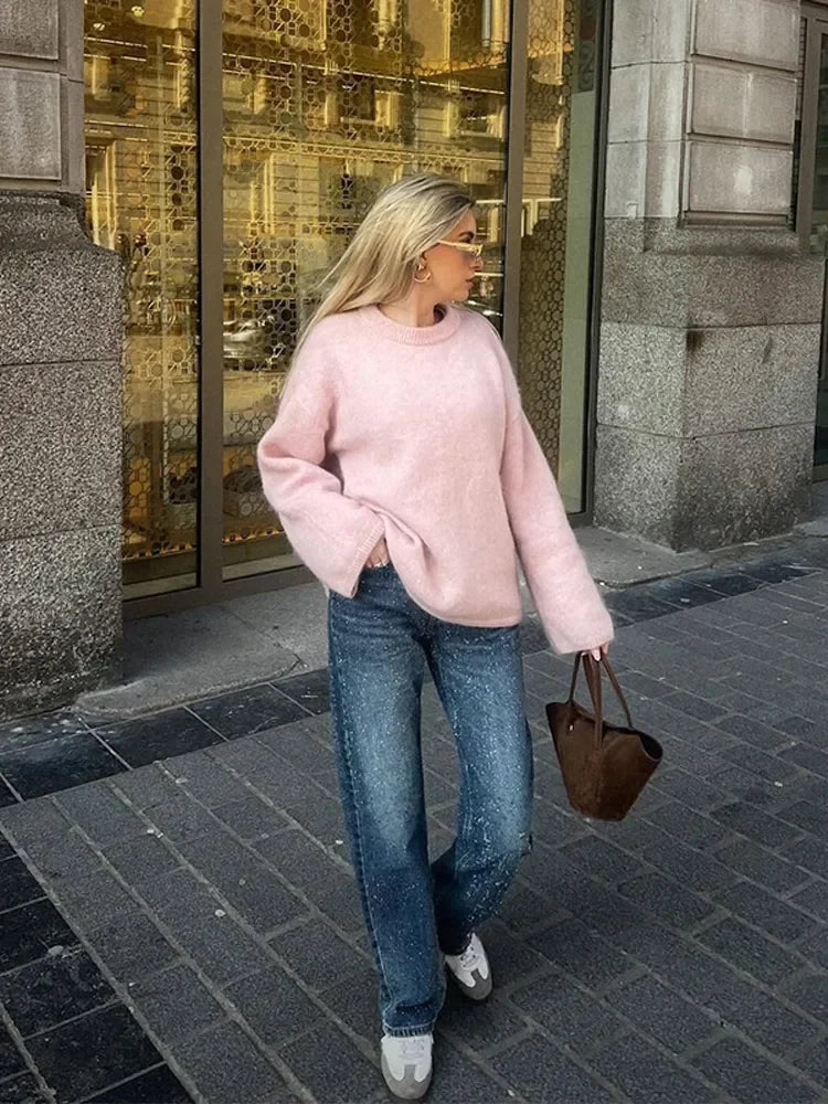 Sweet Pink Basic Knit Sweater