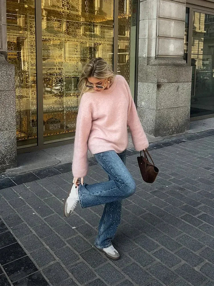 Sweet Pink Basic Knit Sweater