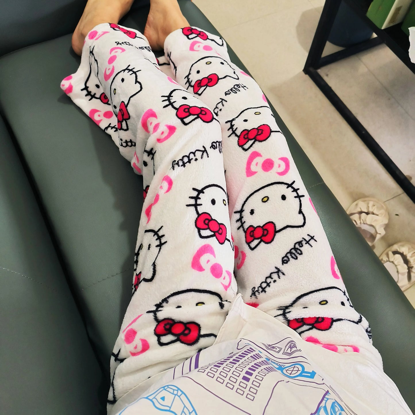 Hello Kitty Fleece Pajama Pants – Soft, Double Elastic Waistband, Cozy Kawaii Trousers for Women, Perfect  Birthday Gift