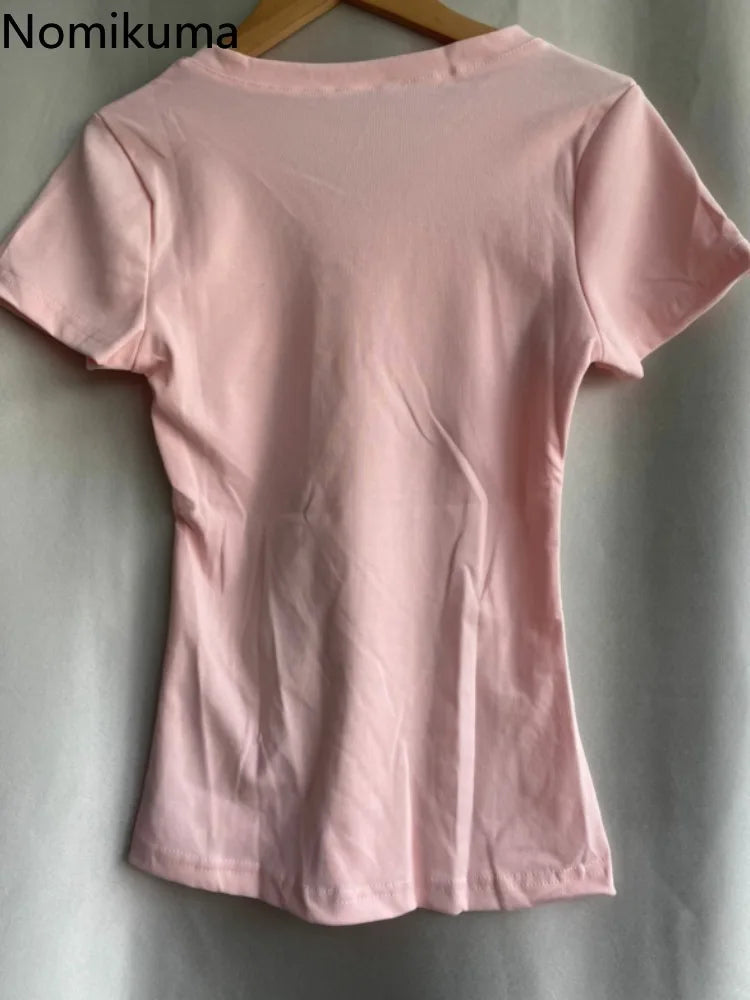 Edgy Chick Y2K Pink V-Neck