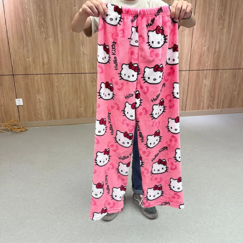 Halloween Hello Kitty Plush Pajama Pants – Cozy Sanrio Loungewear for Women