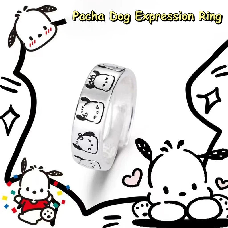 Kawaii Sanrio Hello Kitty & Kuromi Adjustable Couple Ring – Cute Anime Metal Jewelry Gift