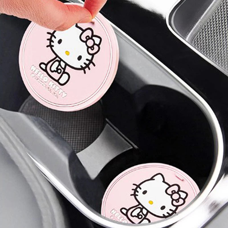 2pcs Sanrio Hello Kitty Car cup Coasters Cartoon Car Decoration Anti Slip Mat Silicone