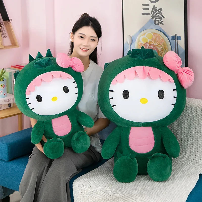 Adorable Sanrio Kawaii Hello Kitty Dinosaur Plush Toy – 35/50/65cm Throw Pillow, Cute Room Decor & Perfect Birthday Gift