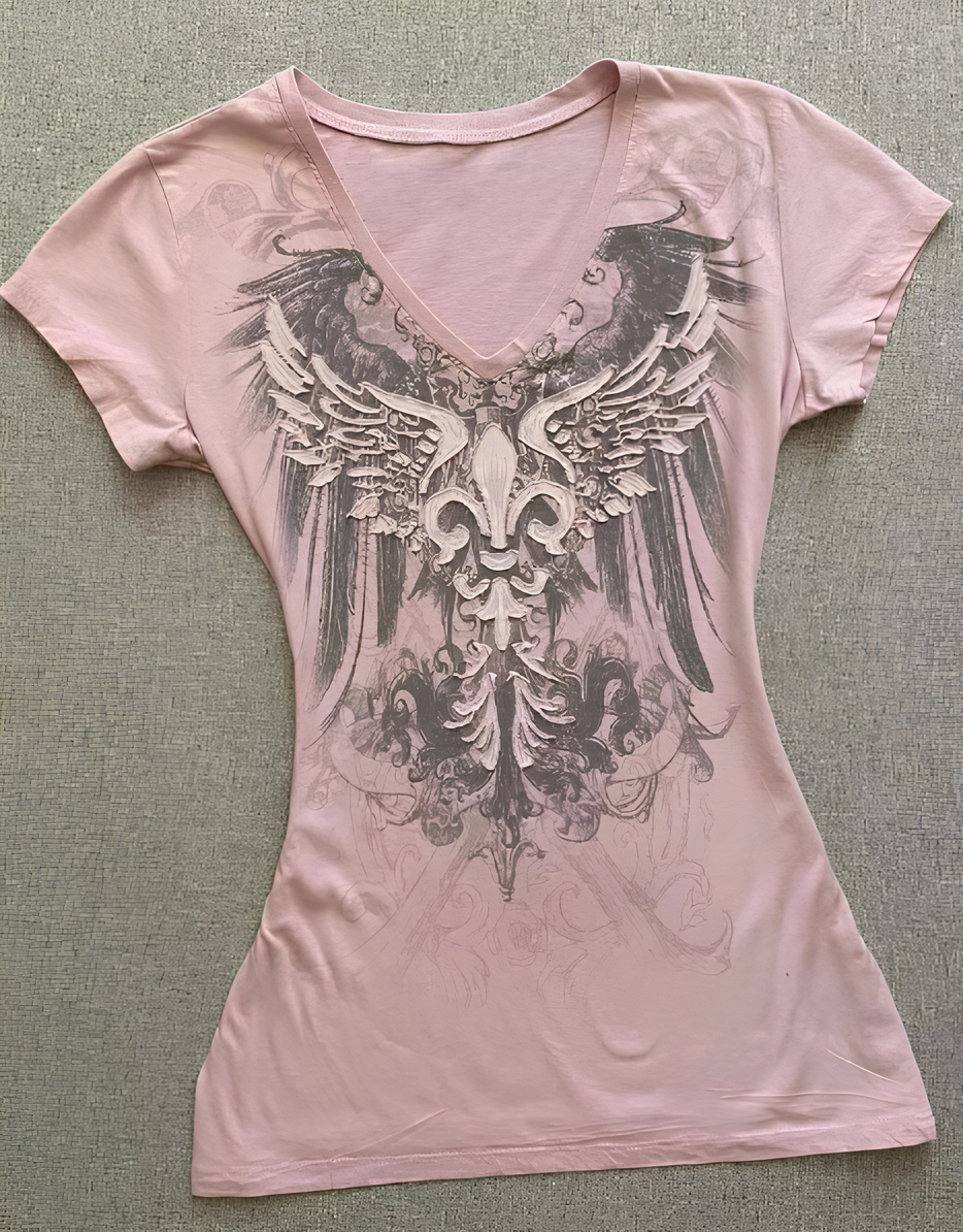 Edgy Chick Y2K Pink V-Neck