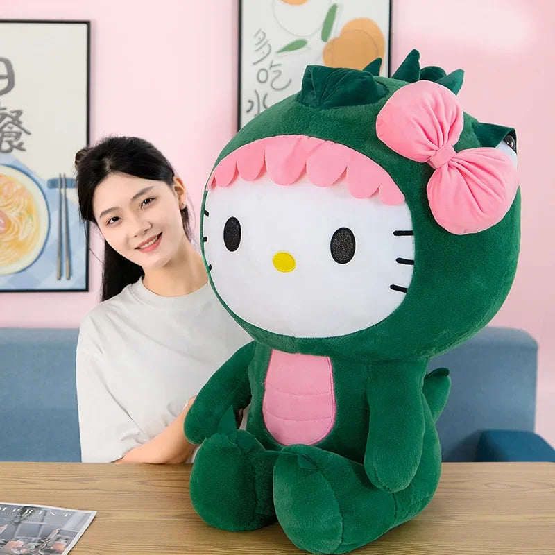 Adorable Sanrio Kawaii Hello Kitty Dinosaur Plush Toy – 35/50/65cm Throw Pillow, Cute Room Decor & Perfect Birthday Gift