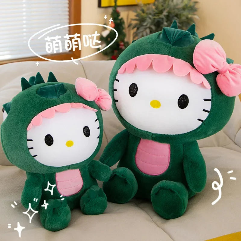 Adorable Sanrio Kawaii Hello Kitty Dinosaur Plush Toy – 35/50/65cm Throw Pillow, Cute Room Decor & Perfect Birthday Gift