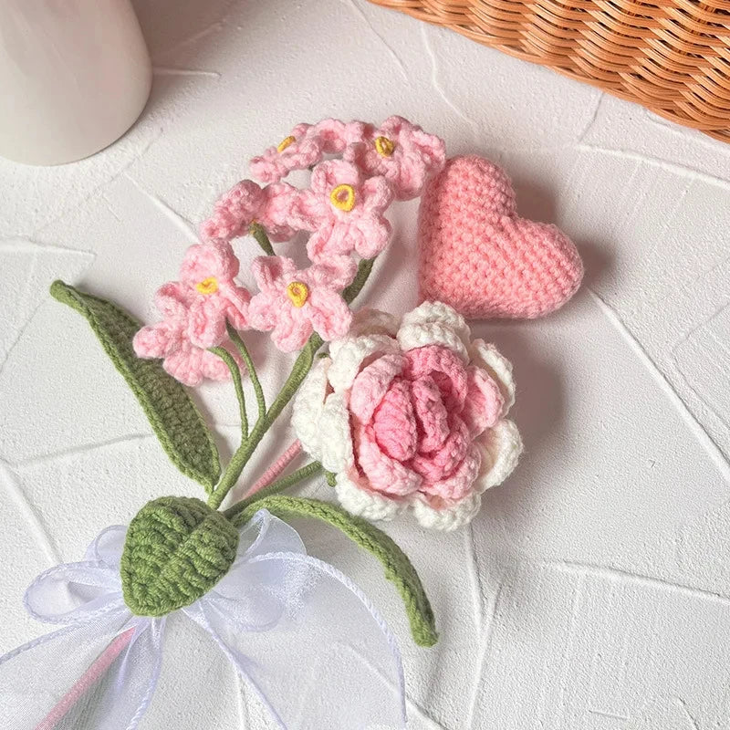 Hand-Knitted Tulip & Rose Crochet Bouquet – Perfect Mother's Day Gift